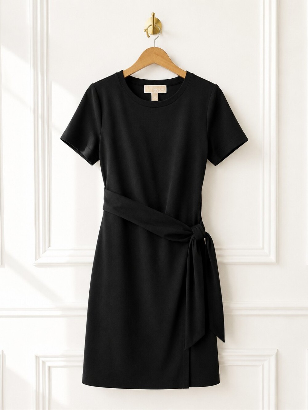Michael Kors Black Tie Waist Sheath Dress Size Medium Career Office Classic - Picture 5 of 8